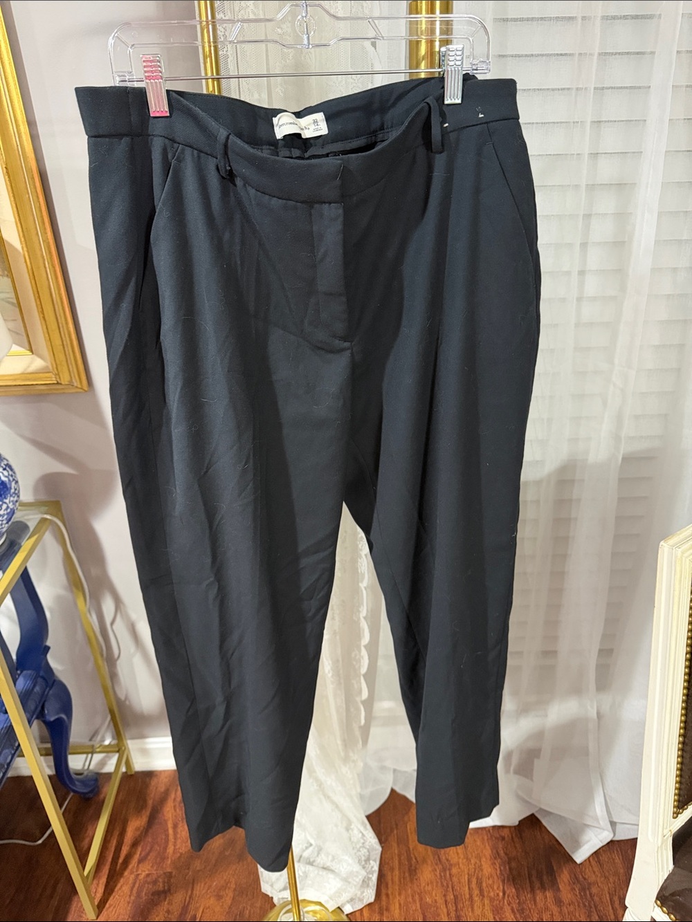 Abercrombie & Fitch Black High-Rise Straight Leg Trousers